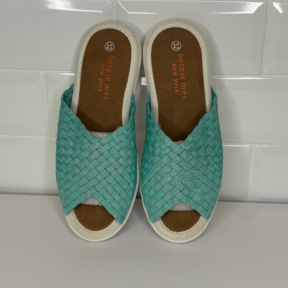 Bernie Mev Kids Woven Slide Sandals Aqua Turquoise Sz 1 girls Lightweight